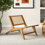  - Teak Wooden Chair with Handwoven Rattan Seat and Backrest - Outdoor Style Company