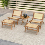  - Teak Wooden Chair with Handwoven Rattan Seat and Backrest - Outdoor Style Company