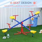 AOSOM-Teeter Totter 4 Seat Outdoor Seesaw for Backyard Multiple Kids Playground Equipment Active Play - Outdoor Style Company