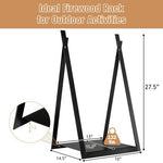  - Triangle Firewood Rack with Raised Base for Fireplace Fire Pit - Outdoor Style Company