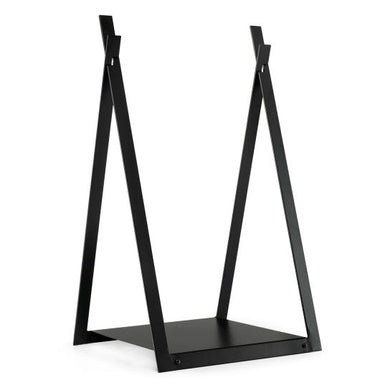  - Triangle Firewood Rack with Raised Base for Fireplace Fire Pit - Black - Outdoor Style Company