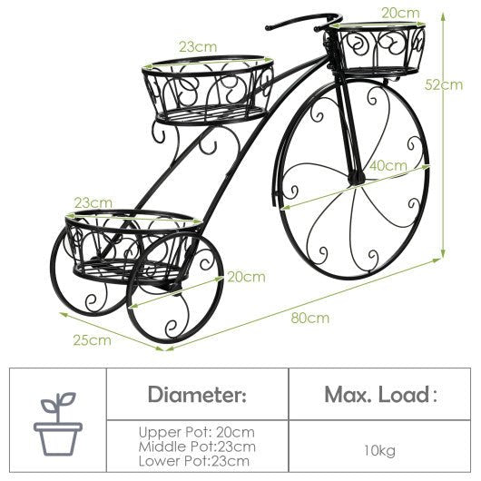  - Tricycle Plant Stand Flower Pot Cart Holder in Parisian Style - Outdoor Style Company