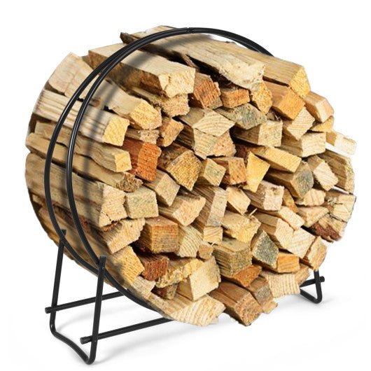  - Tubular Steel Log Hoop Firewood Storage Rack - Outdoor Style Company