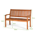  - Two Person Solid Wood Garden Bench with Curved Backrest and Wide Armrest - Outdoor Style Company