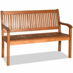  - Two Person Solid Wood Garden Bench with Curved Backrest and Wide Armrest - Outdoor Style Company