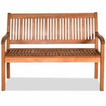  - Two Person Solid Wood Garden Bench with Curved Backrest and Wide Armrest - Outdoor Style Company