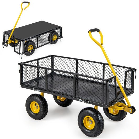  - Utility Garden Wagon with 4 Removable Side Panels and 900/1200 LBS Load Capacity - 53" x 30" x 42" - Outdoor Style Company