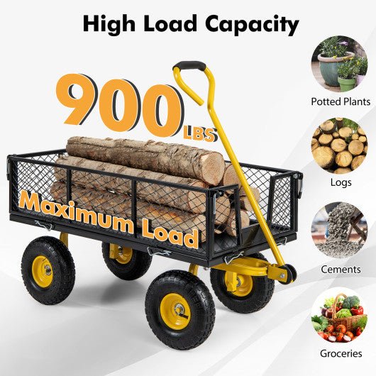  - Utility Garden Wagon with 4 Removable Side Panels and 900/1200 LBS Load Capacity - 53" x 30" x 42" - Outdoor Style Company