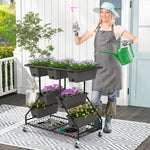  - Vertical Raised Garden Bed with 7 Planter Boxes and Storage Baskets - Outdoor Style Company