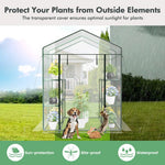  - Walk - in Greenhouse with 3 Tiers 8 Shelves PVC Cover Roll - up Zippered Door - Outdoor Style Company