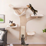  - Wall - Mounted Cat Tower with Hammock Platforms and Sisal Scratching Mat - Outdoor Style Company