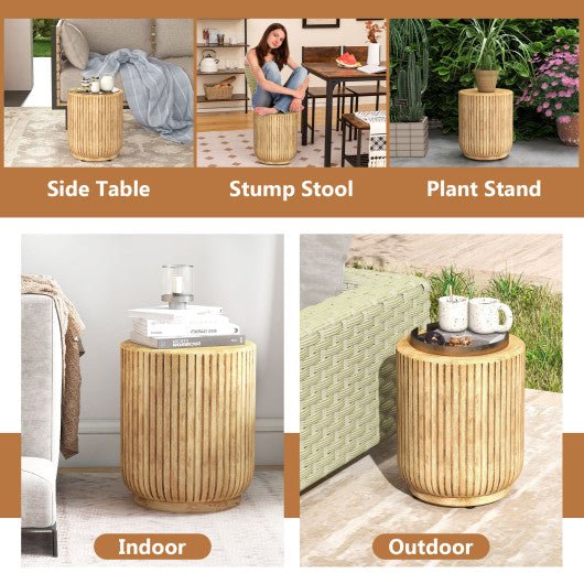  - Weather Resident Rock End Table with Wood Grain - Outdoor Style Company