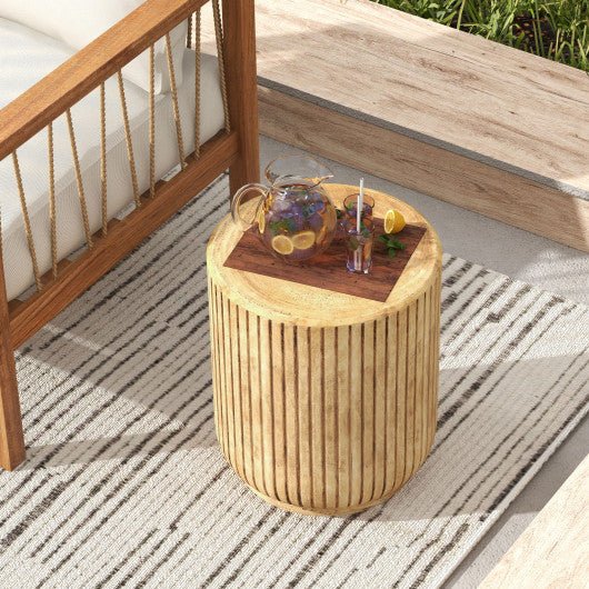  - Weather Resident Rock End Table with Wood Grain - Outdoor Style Company