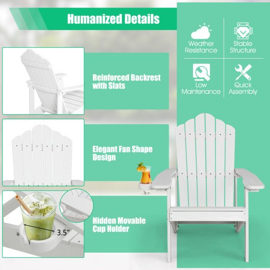  - Weather Resistant HIPS Outdoor Adirondack Chair with Cup Holder - Outdoor Style Company