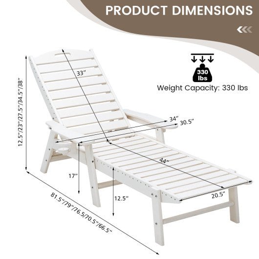  - Weatherproof Patio Lounge Chair with Adjustable Back and Cup Holder - Outdoor Style Company