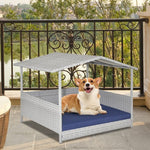  - Wicker Dog House with Waterproof Roof and Washable Cushion Cover - Outdoor Style Company