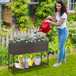  - Wicker Raised Garden Bed with Storage Shelf and Drainage Gaps for Flowers - Outdoor Style Company