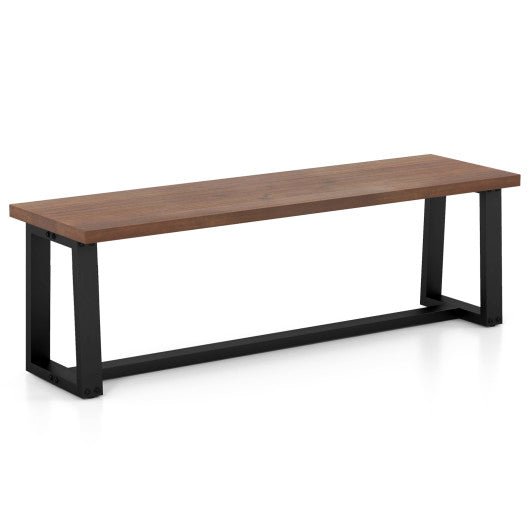  - Wood Dining Bench with Metal Frame and Adjustable Footpads - Outdoor Style Company