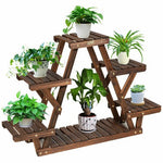  - Wood Plant Stand Triangular Shelf 6 Pots Flower Shelf - Outdoor Style Company