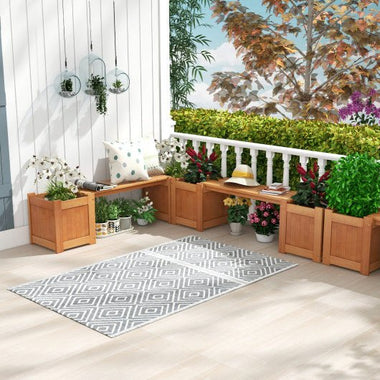  - Wood Planter Box with Bench for Garden Yard Balcony - Outdoor Style Company