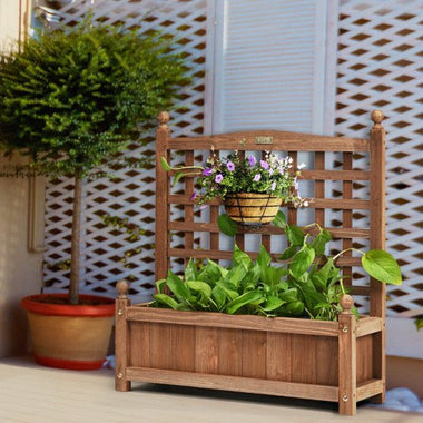  - Wood Planter Box with Trellis Weather - resistant Outdoor - Outdoor Style Company