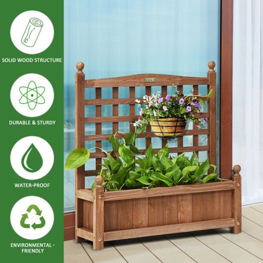  - Wood Planter Box with Trellis Weather - resistant Outdoor - Outdoor Style Company