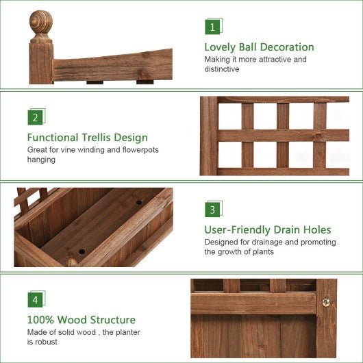  - Wood Planter Box with Trellis Weather - resistant Outdoor - Outdoor Style Company