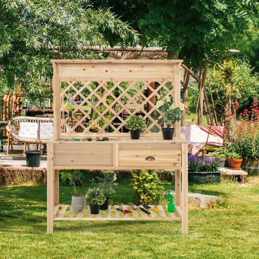  - Wood Raised Garden Bed with Trellis - Outdoor Style Company