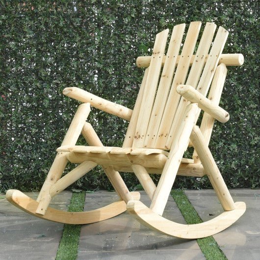  - Wood Single Porch Rocker Lounge Patio Rocking Chair - Outdoor Style Company