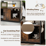  - Wooden Cat Box Cabinet with with Metal Frame and Scratching Pad - Rustic Brown - Outdoor Style Company