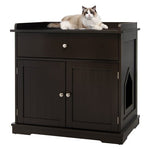  - Wooden Cat Litter Box Enclosure with Drawer Side Table Furniture - Outdoor Style Company