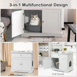  - Wooden Cat Litter Box Enclosure with Drawer Side Table Furniture - Outdoor Style Company