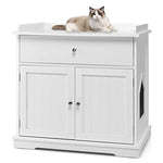  - Wooden Cat Litter Box Enclosure with Drawer Side Table Furniture - Outdoor Style Company