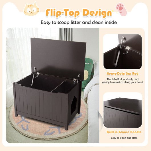  - Wooden Cat Litter Box Enclosure with Top Opening Side Table Furniture - Outdoor Style Company