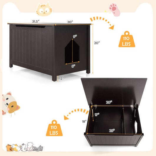  - Wooden Cat Litter Box Enclosure with Top Opening Side Table Furniture - Outdoor Style Company