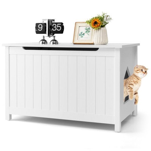  - Wooden Cat Litter Box Enclosure with Top Opening Side Table Furniture - Outdoor Style Company