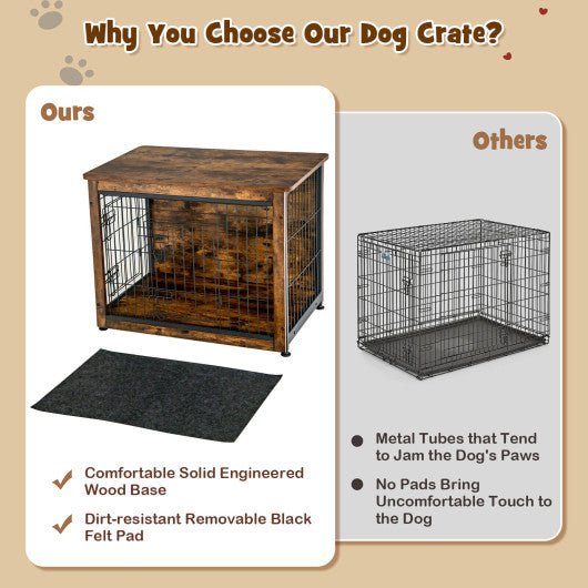  - Wooden Dog Crate Furniture with Double Door and Tray - Outdoor Style Company