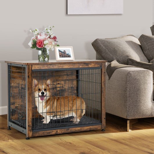  - Wooden Dog Crate Furniture with Double Door and Tray - Outdoor Style Company