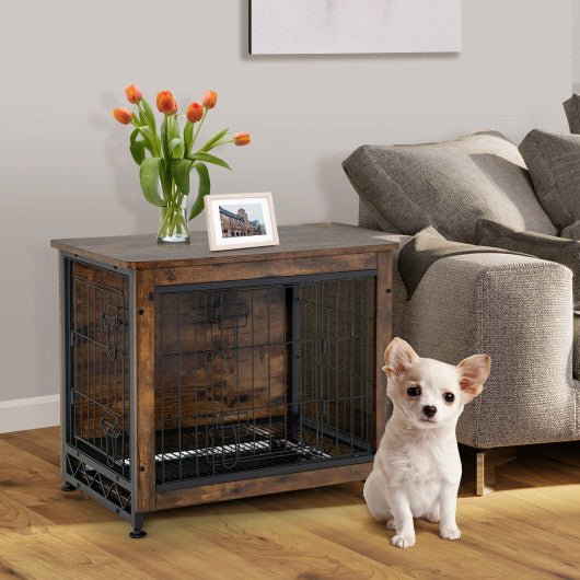  - Wooden Dog Crate Furniture with Tray and Double Door - Outdoor Style Company