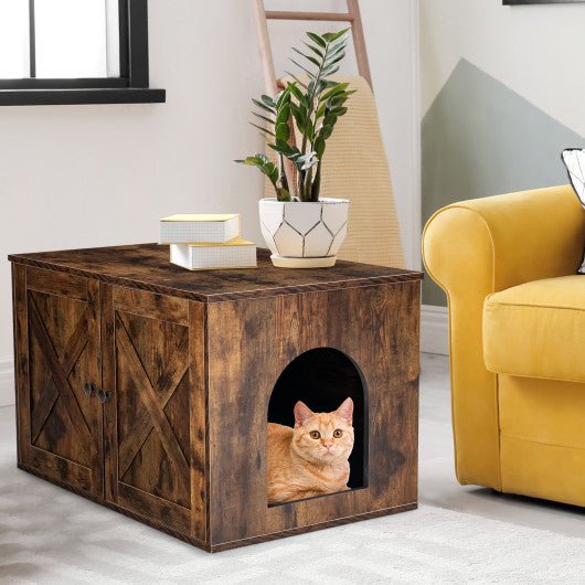  - Wooden Hidden Cabinet Cat Furniture with Divider - Outdoor Style Company