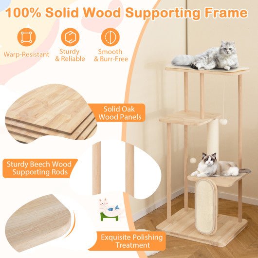  - Wooden Multi - level Modern Cat Tower with Scratching Board - Outdoor Style Company