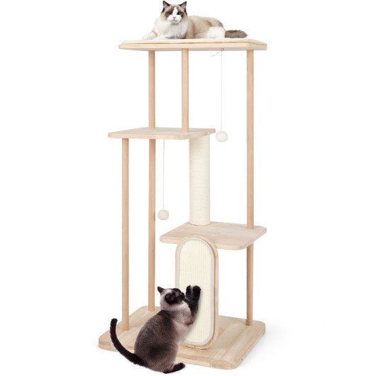  - Wooden Multi - level Modern Cat Tower with Scratching Board - Outdoor Style Company