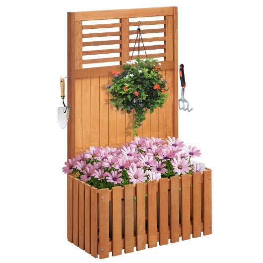  - Wooden Raised Garden Bed with Privacy Screen - Outdoor Style Company