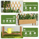  - Wooden Rolling Raised Garden Bed with Trellis and Storage Shelf - Outdoor Style Company