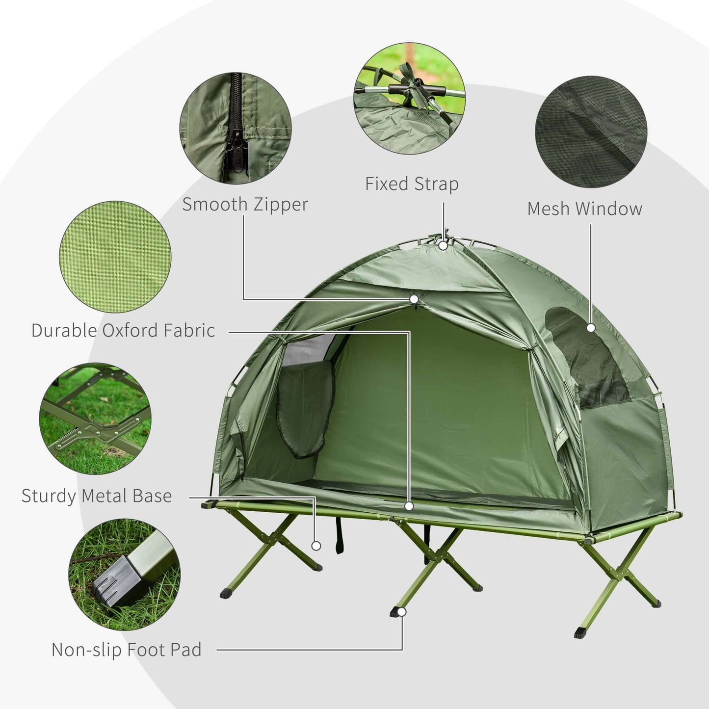 Outdoor and Garden-1 Person Folding Camping Cot, Portable Outdoor with Carry Bag, 2-in-1 Elevated Camping Bed Tent Single - Outdoor Style Company