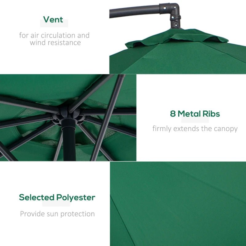Outdoor and Garden-10' Cantilever Hanging Tilt Offset Patio Umbrella with UV & Water Fighting Material and a Sturdy Stand - Outdoor Style Company