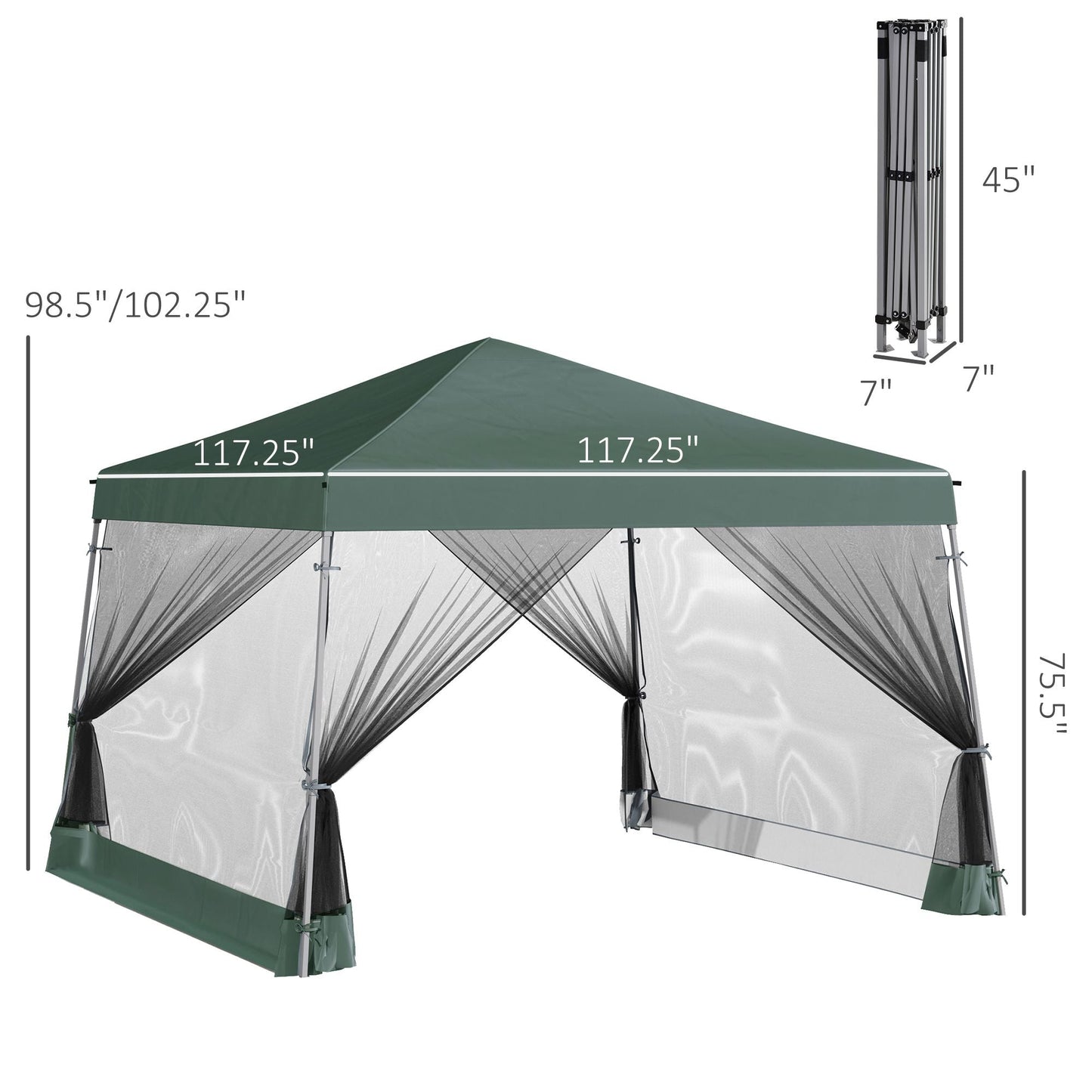 Outdoor and Garden-10' x 10' Foldable Pop Up Canopy Tent, with Carrying Bag, Mesh Sidewalls and 3-Level Adjustable Height for Outdoor, Garden - Outdoor Style Company