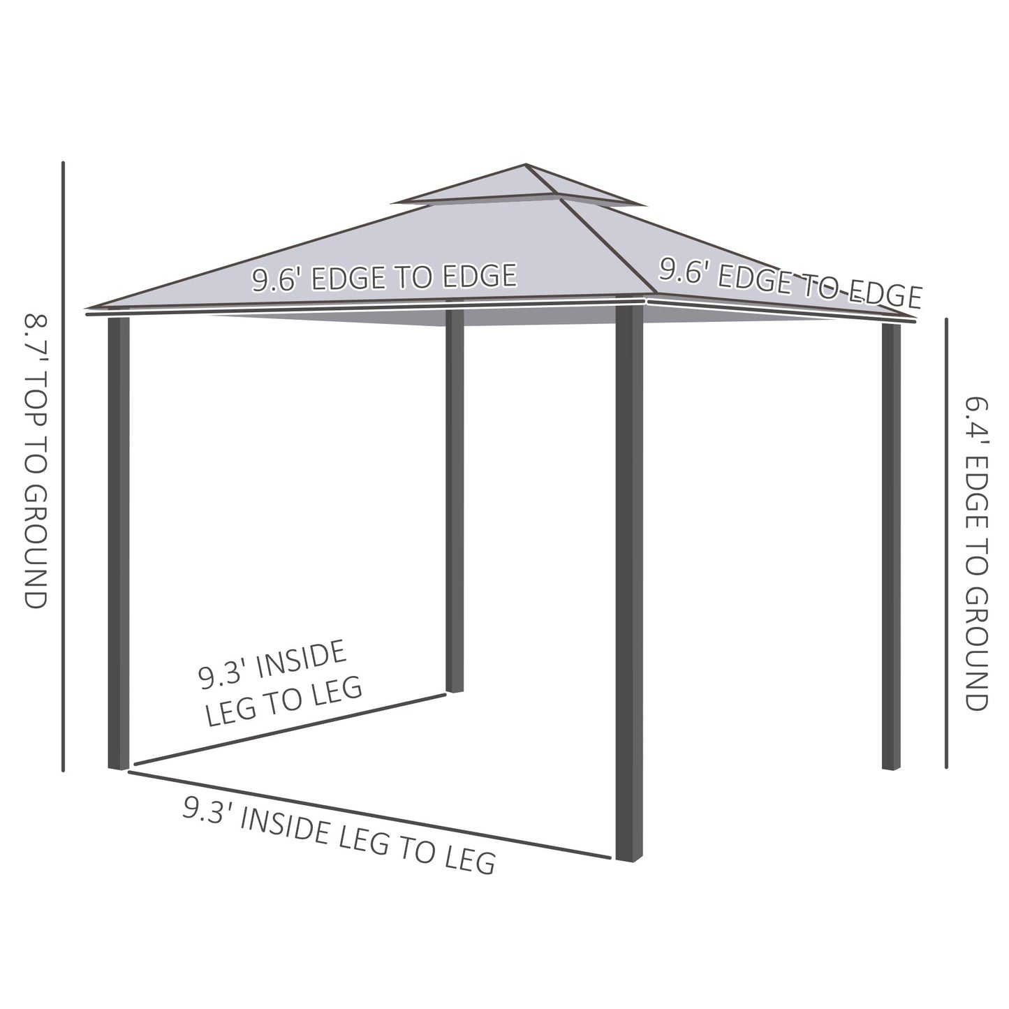 Outdoor and Garden-10' x 10' Gazebo Outdoor Canopy with Soft Top and Netting Walls, Steel Frame for Garden, Lawn, Backyard and Deck, Grey - Outdoor Style Company
