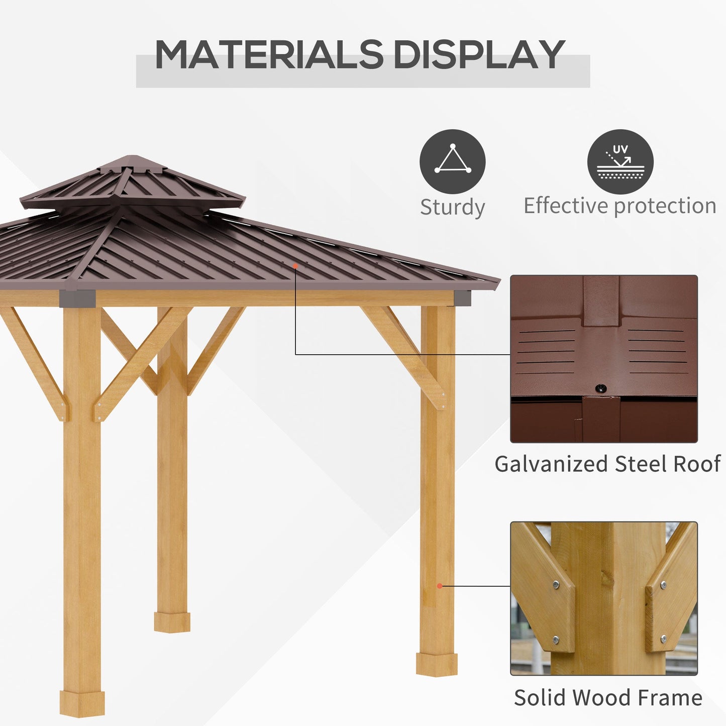 Outdoor and Garden-10' x 10' Hardtop Gazebo Canopy Patio Shelter Outdoor with Solid Wood Frame, Steel Double Tier Roof, Brown - Outdoor Style Company