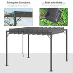 Outdoor and Garden-10' x 10' Outdoor Louvered Pergola Patio Aluminum Gazebo Canopy with Adjustable Roof Sun Shade for Party, Lawn, Garden, Grey - Outdoor Style Company